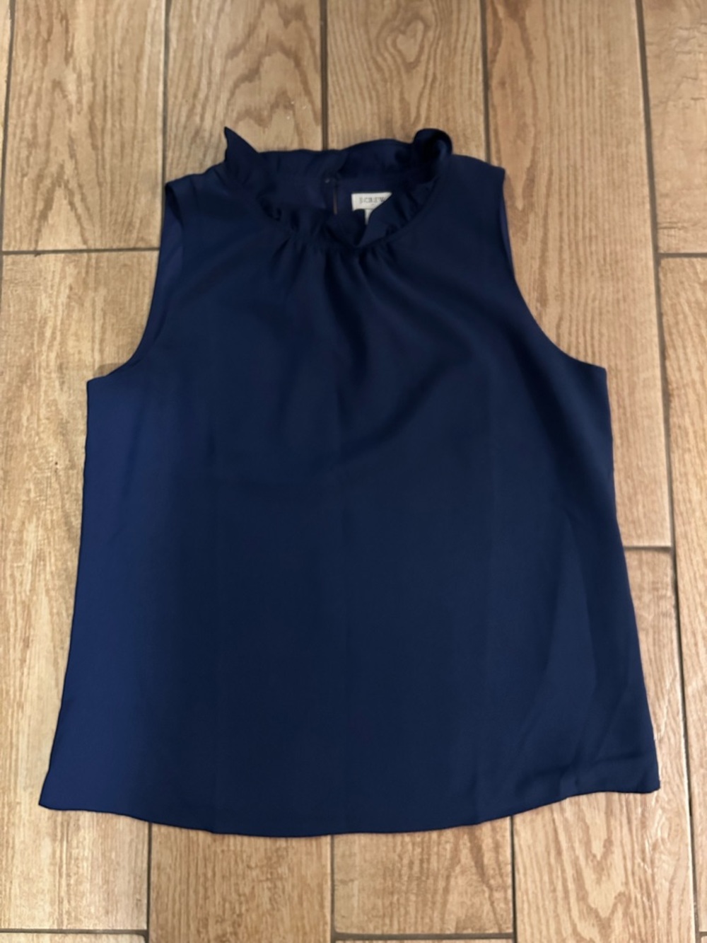 J. Crew Navy Ruffle-Neck Sleeveless Camisole